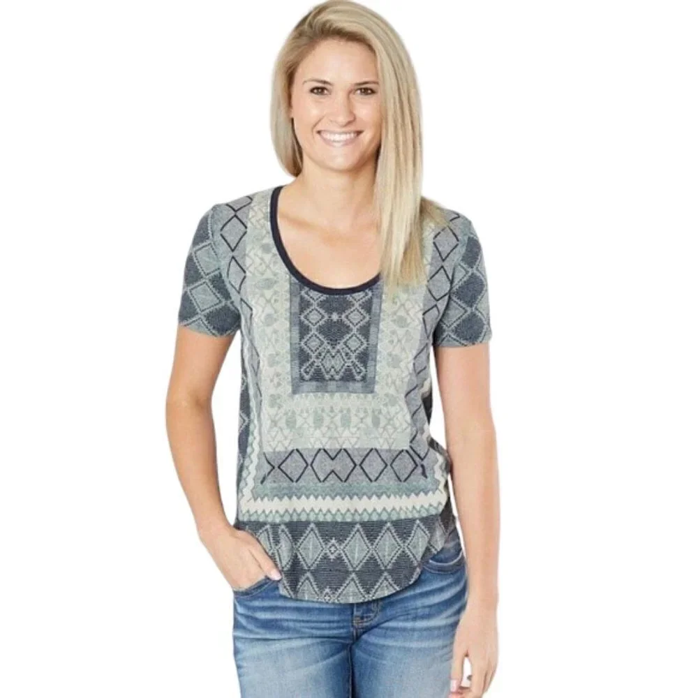 LUCKY BRAND Geometric Burnout Top - Size Large